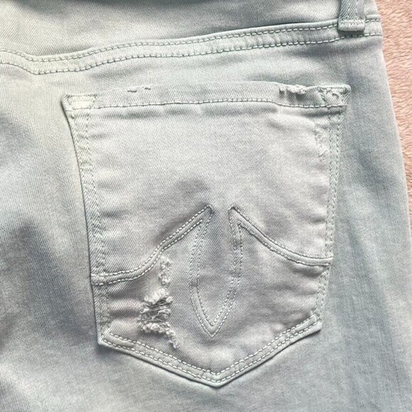 Anthropologie Level 99 Jeans Women 27 Mint Lily Roll Up Crop Mid Rise Distressed - Picture 11 of 14